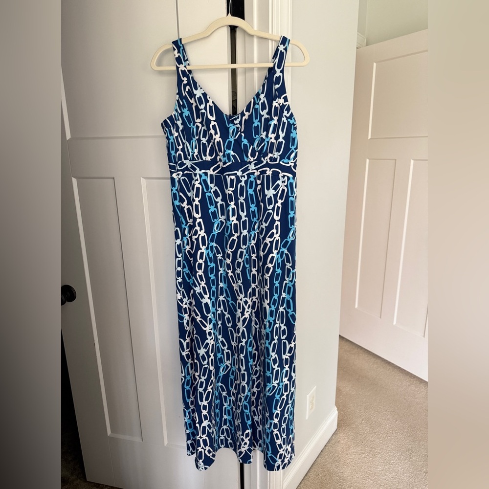 J. McLaughlin‎ Blue White Chain Maxi Dress Catalina